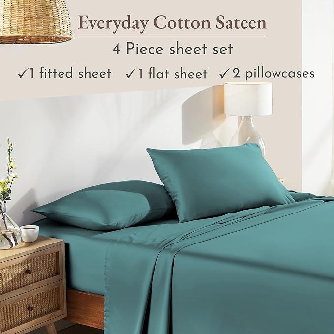 California Design Den Natural 100% Cotton Sheets Queen Size Bed - Image 4