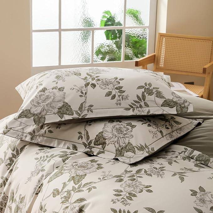 Duvet Cover Set Twin Size Floral Pattern 600 Thread Count Ultra Soft 100% Long - Image 5