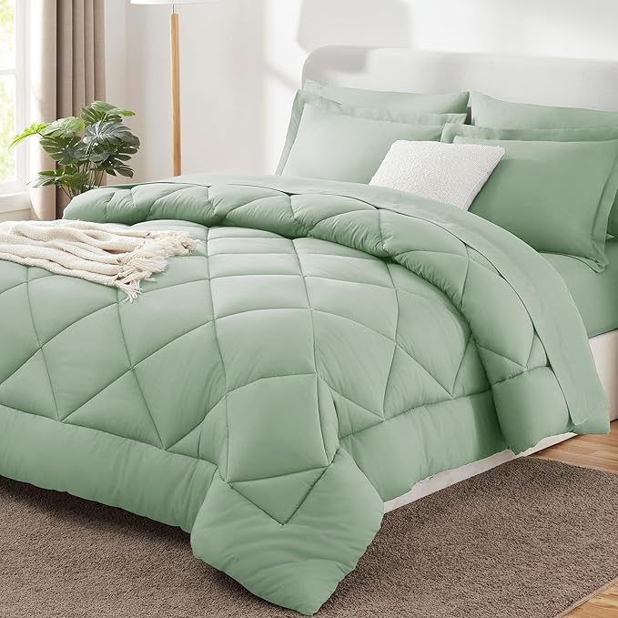 CozyLux Queen Comforter Set Sage Green by CozyLux