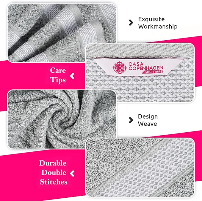 CASA COPENHAGEN Solitaire 2Pcs 100% Egyptian Cotton Large Designer Bathsheet - Image 2
