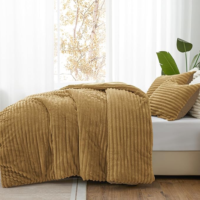 BEDELITE Fleece Twin Comforter Set -Super Soft & Warm Fluffy Brown Bedding - Image 2