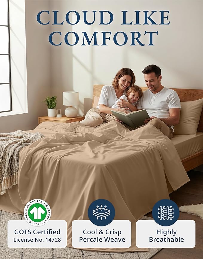 LANE LINEN 100% Organic Cotton Sheets Set, Pure Organic Cotton Long- Staple - Image 2