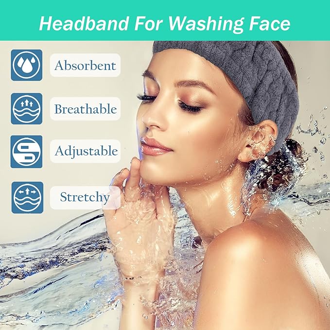 Microfiber Spa Headband 3-Pack, Soft Terry Cloth Headband - Image 2
