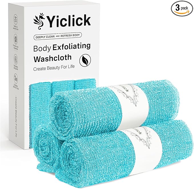 Yiclick Exfoliating Washcloth Towel, Japanese Exfoliating Bath Wash Cloth by YiclickCreateBeautyforLife