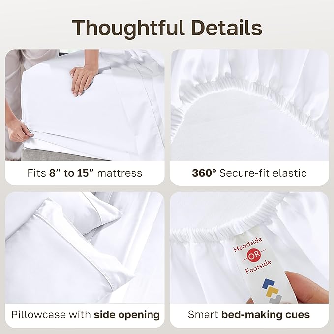 California Design Den Soft 100% Cotton Twin Sheet Set, 400 Thread Count Good - Image 5