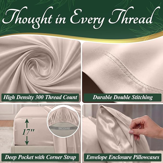DECOLURE 100% Viscose Derived from Bamboo Sheets California King Size - Image 4