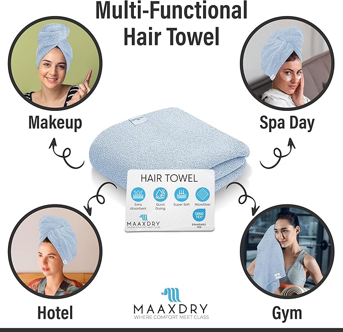 100% Cotton Hair Towel Wrap for Women, Men & Kids – Non-Microfiber 450 GSM - Image 7