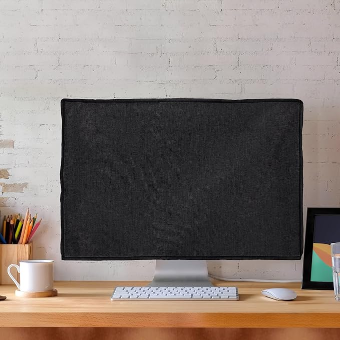 kwmobile Dust Cover for 31-32" Monitor - Linen Monitor Display Protector - Protect Your Computer Screen - Black