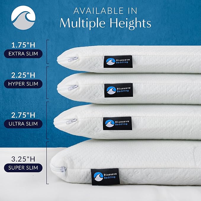 Bluewave Bedding Hyper Slim Gel Memory Foam Pillow - Image 5