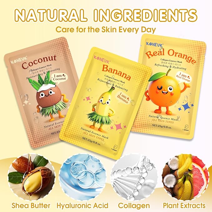 KONEUK 126 Pack Sheet Hydrating Face Masks Skincare - Image 3