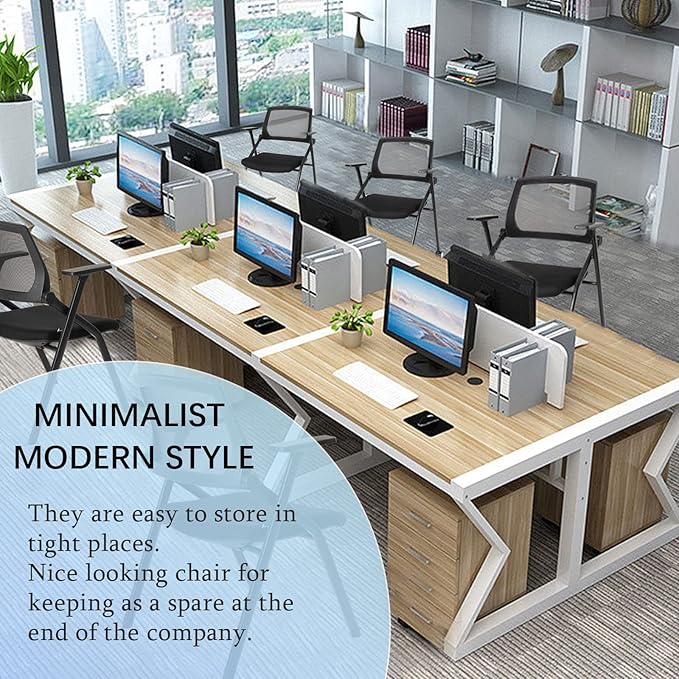 VACYOVKE 12 Pack Executive Office Chairs with Caster Adjustable Armrest Ergonomic Mid-Back Breathable Mesh Foldable Conference Reception Chair Set for Home School Waiting Room