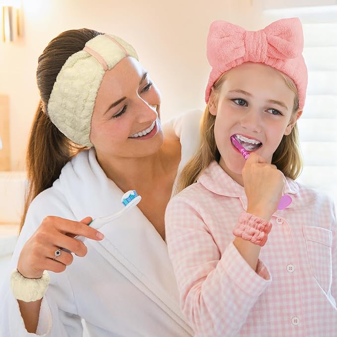 DiyJibb 9 Pcs Spa Headband for Washing Face, Skincare Headband and Wristband Set - Image 6