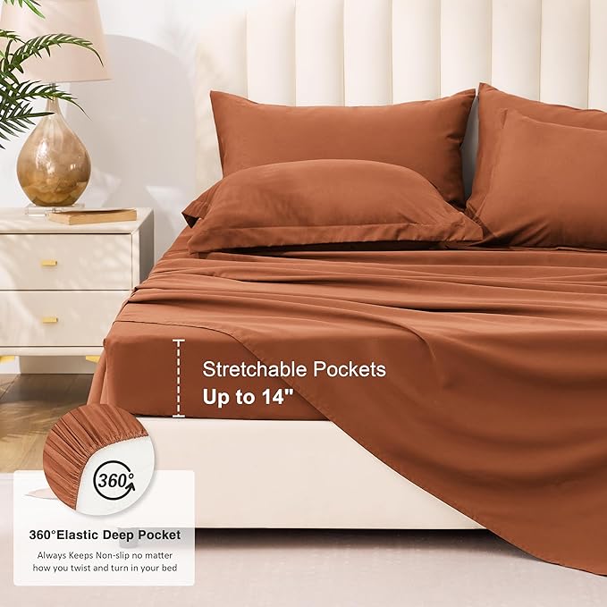 Love's cabin King Size Comforter Set Burnt Orange, 7 Pieces King Bed in a Bag - Image 6