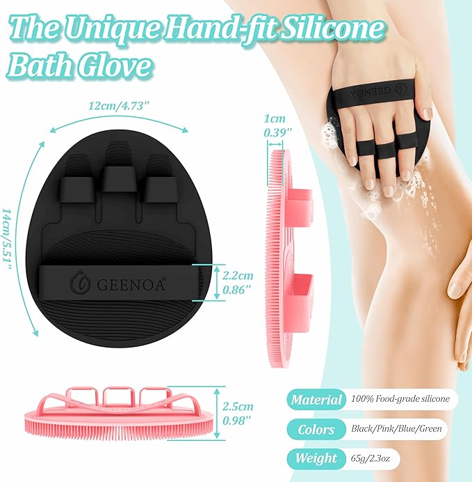 Silicone Body Scrubber 4PCS, 360° Anti-Slip & Enlarged Exfoliating Bath Glove - Image 3