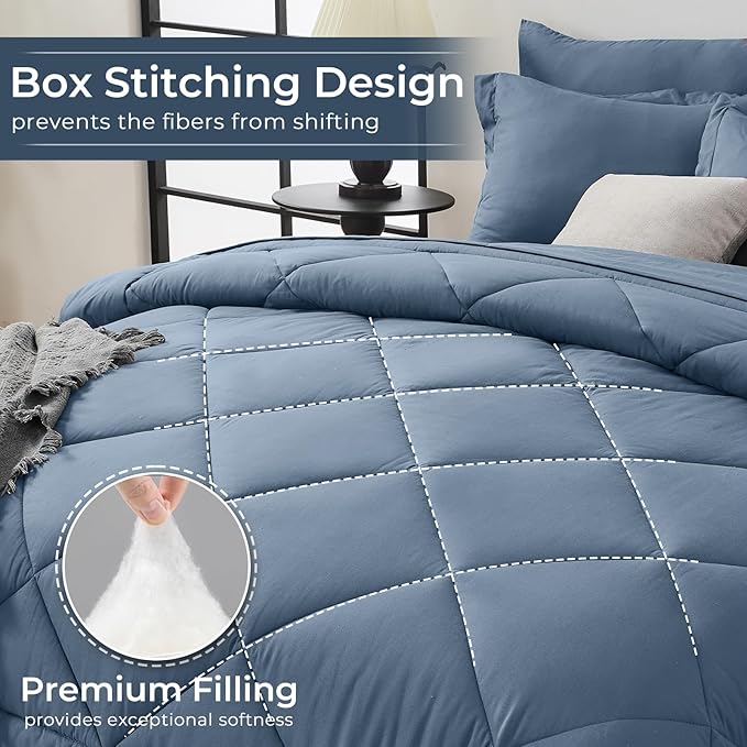 HEVUMYI Dusty Blue Cali-King Comforter Set - Image 4