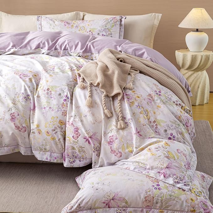 OAITE Duvet Cover Set Queen Size Floral Pattern Ultra Soft 100% Cotton Duvet - Image 2