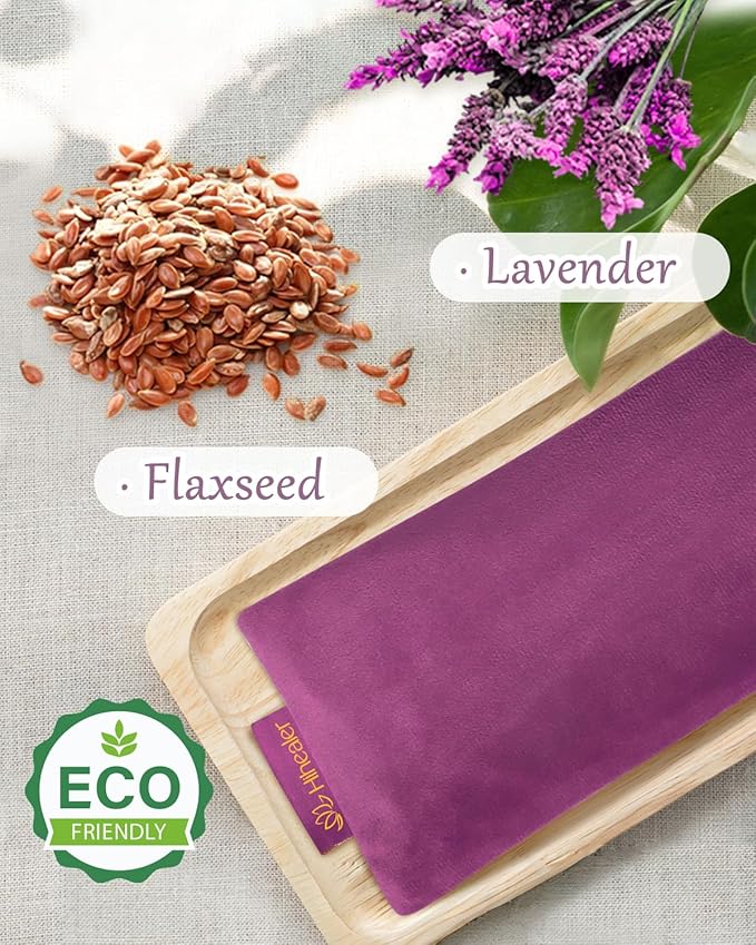 Weighted Eye Mask for Sleep, Meditation, Lavender Eye Pillow Heated for Headache - Image 5