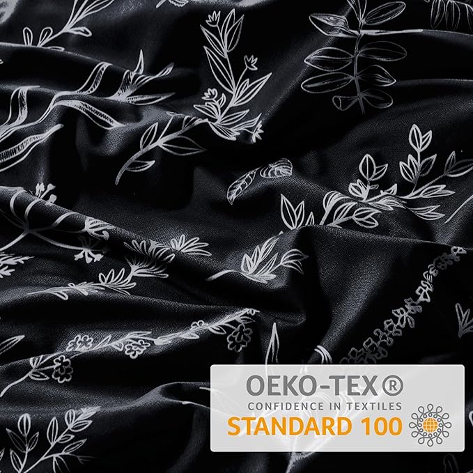 MUXHOMO Duvet Cover King Size, Reversible Floral Black Duvet Cover Set - Image 3