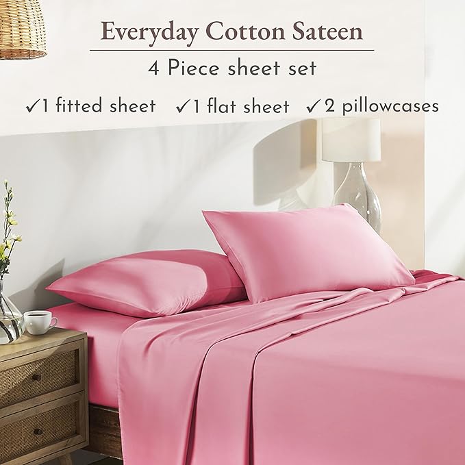 California Design Den Natural 100% Cotton Sheets Queen Size Bed Set - Image 4