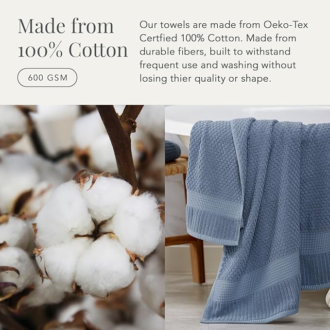 NY Loft 100% Cotton Hand Towel 6 Pack | Super Soft & Absorbent Quick-Dry Hand - Image 4