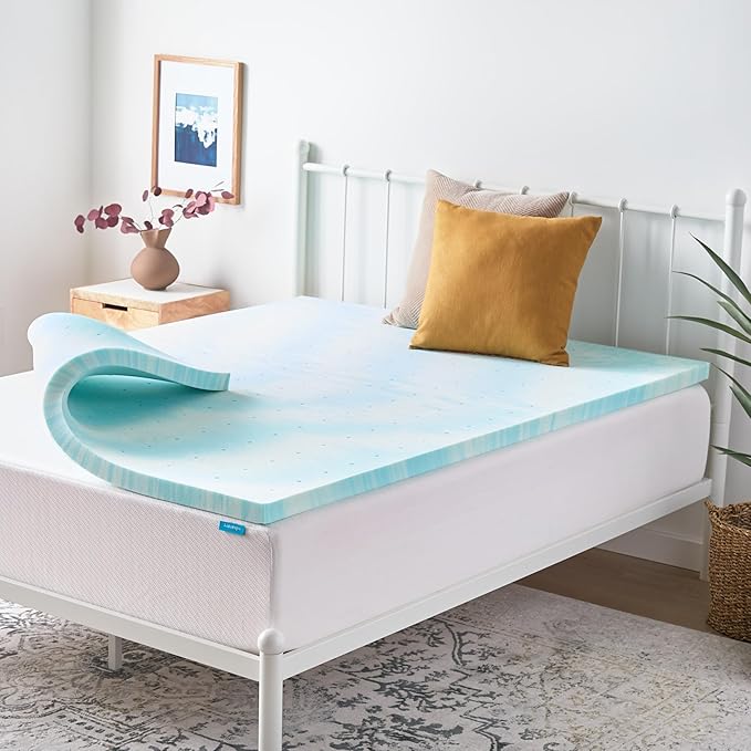 Linenspa 2 Inch Swirl Gel Memory Foam Mattress Topper, Full Size – Cooling Gel by Linenspa