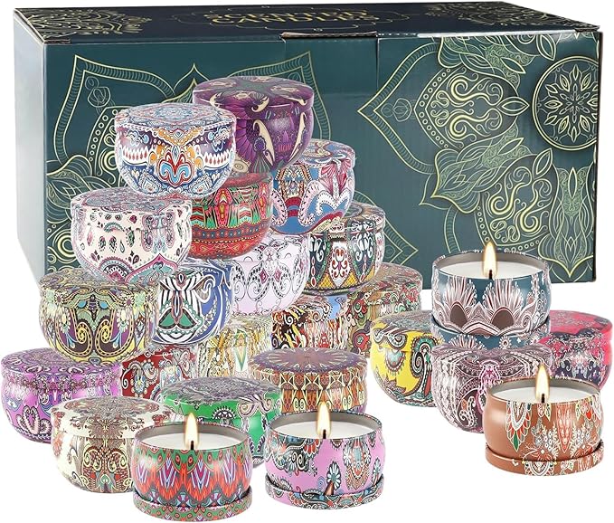 WPONSZU Scented Candles Gifts Set 24 Pack Soy Wax Travel Tin Jar Candles - Image 2