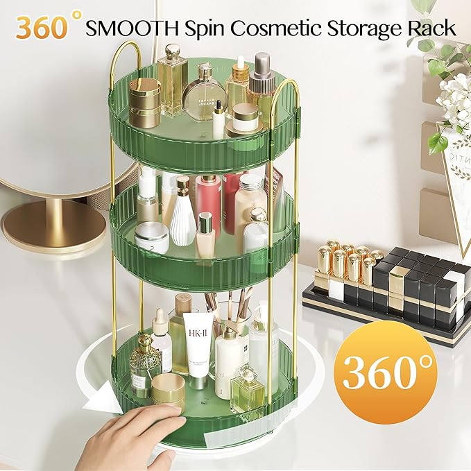 Rotating Makeup Organizer Countertop, Skincare Organizers, Spinning Perfume - Image 5