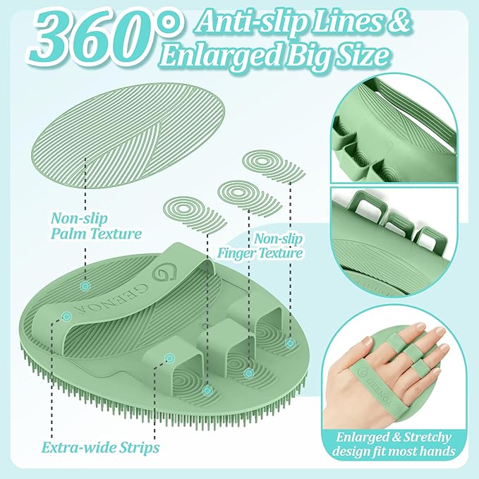 Silicone Bath Glove & Face Scrubber Set 2PCS, 360° Anti-Slip & Hand-fit Body - Image 5