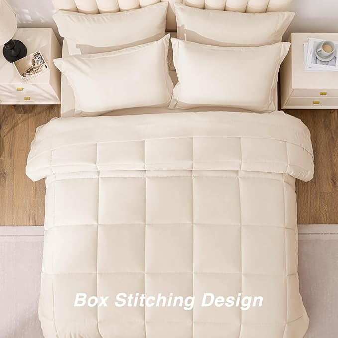 Love's cabin Twin XL Comforter Set Beige, 5 Pieces Twin XL Bed in a Bag - Image 4