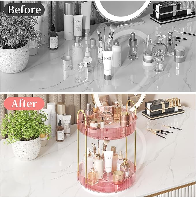 Rotating Makeup Organizer Countertop, Skincare Organizers, Spinning Perfume - Image 4