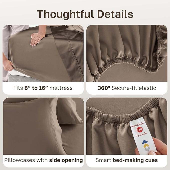 California Design Den 100% Cotton Sheet Set Queen, 600 Thread Count Sateen - Image 6