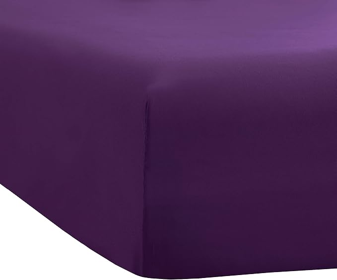 Sfoothome Fitted Bottom Sheet for Mattress, Single Twin Size Purple Microfiber - Image 3
