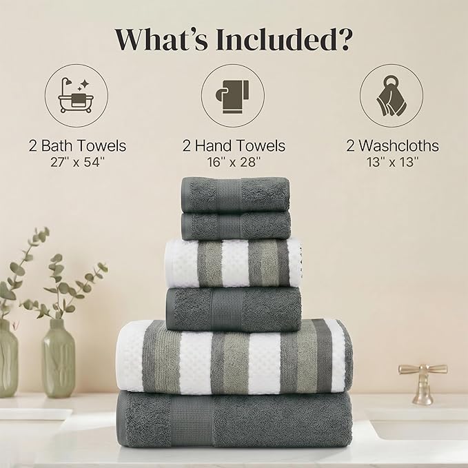 Modern Threads Pax 6-Piece Reversible Yarn Dyed Jacquard Towel Set - Image 3