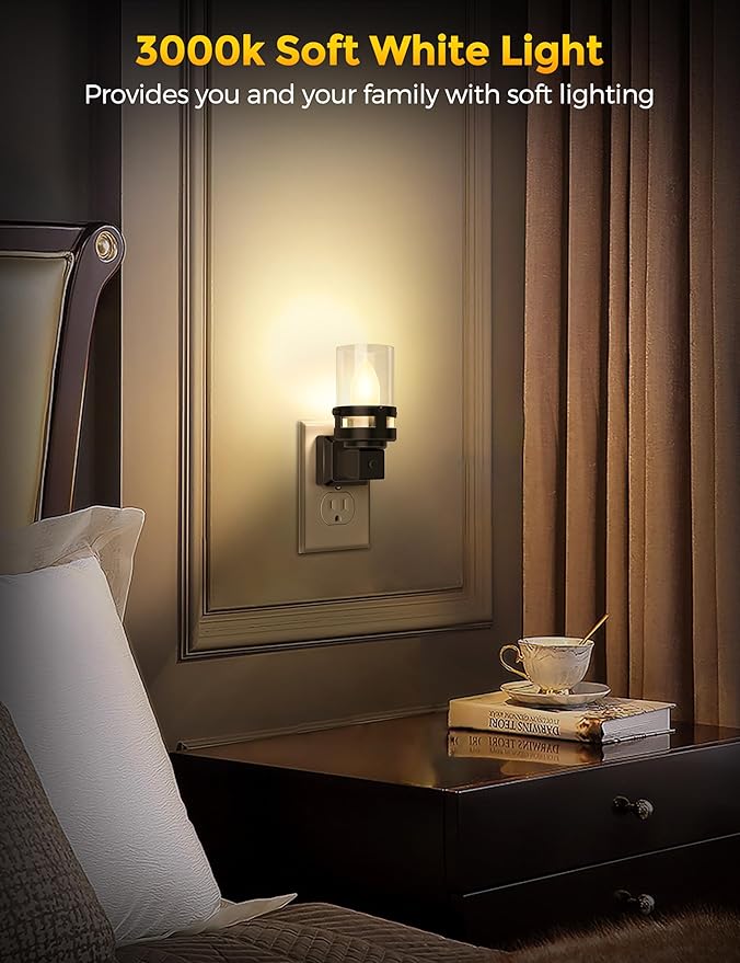 Briignite Candle Night Light Plug in, Vintage Night Lights Plug into Wall - Image 6