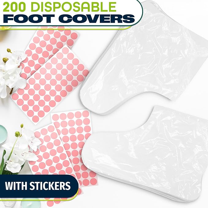 200 Pcs Plastic Foot Covers for Feet – 13 US Leak-Proof, Ribbed Anti-Slip Design - Image 9