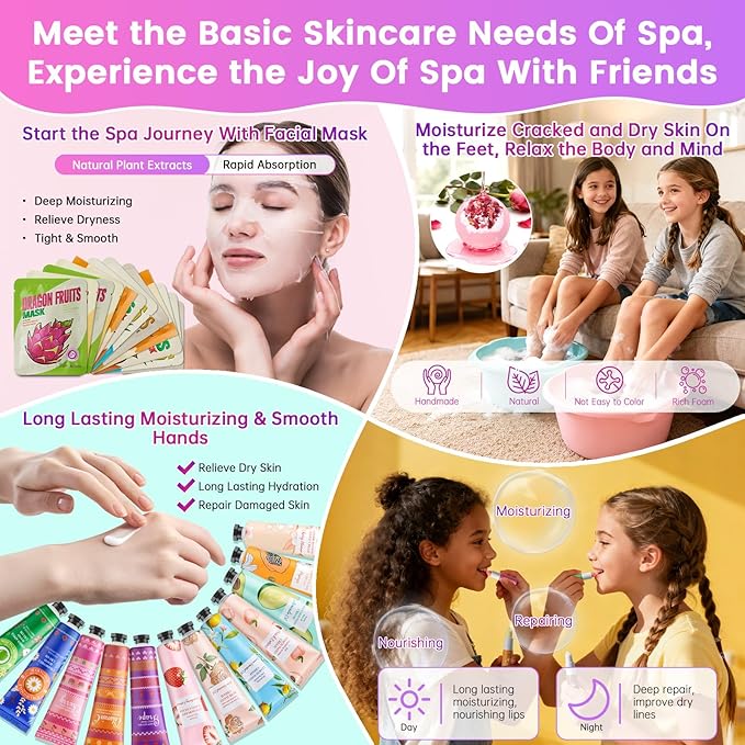 137 PCS Spa Party Supplies For Girls, Include Face Mask, Bath Bombs, Hand Cream - Image 7