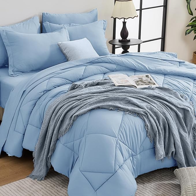 HEVUMYI Light Blue Cali-King Comforter Set by HEVUMYI