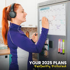 Monthly Magnetic Calendar for Refrigerator - 17x12” Stain-Resistant Dry Erase Fridge Calendar Whiteboard with Large Writing Space for Schedules, Chores & Meals - With 4 Markers & Eraser - Monday Start
