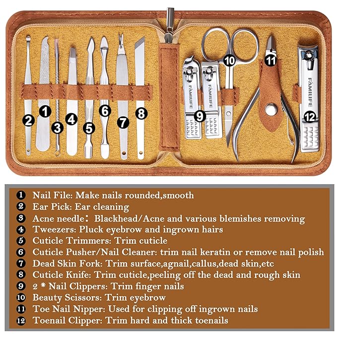 FAMILIFE Manicure Set, Nail Professional Kit Manicure Kits Nail Clipper Sets - Image 4
