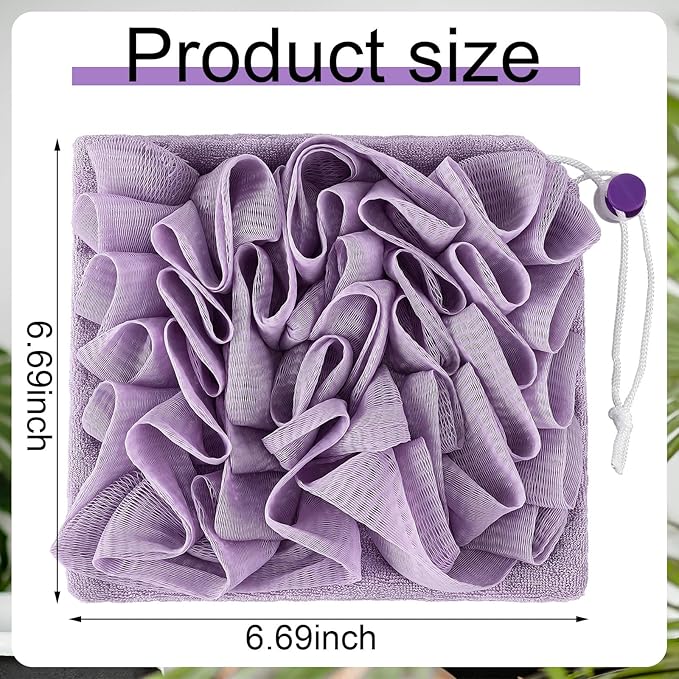 6 Pcs Washcloth Loofah Combo, 2 in 1 Bath Loofah Sponge - Image 2