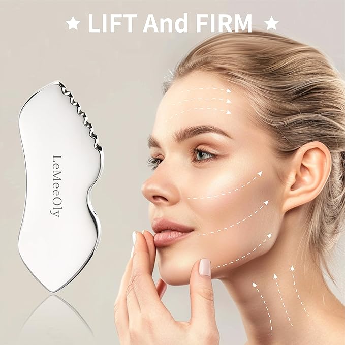 LeMeeOly Stainless Steel GuaSha & Eye Cream Applicator Facial Tools, Metal - Image 5