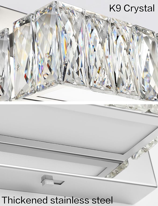 ZUZITO 30in LED Bathroom Lights Over Mirror Modern Crystal Vanity Lights Bar - Image 8