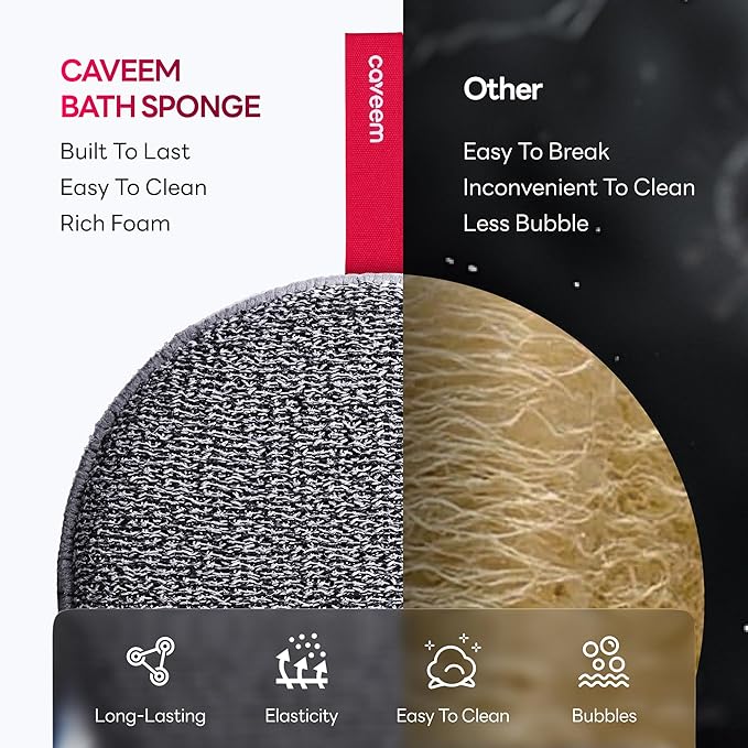 Caveem Exfoliating Body Scrubber, Extra Rough Shower Exfoliator Sponge - Image 5