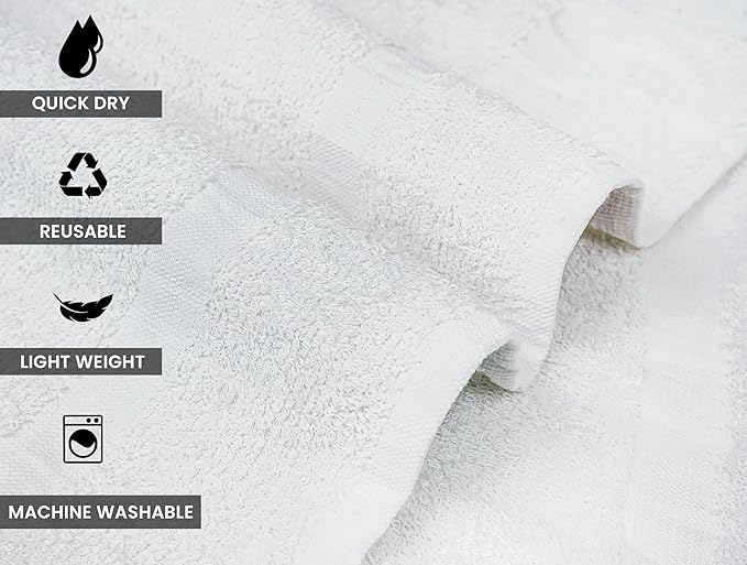 ZUPERIA White Bath Towels Bulk 60 Pack - Image 6