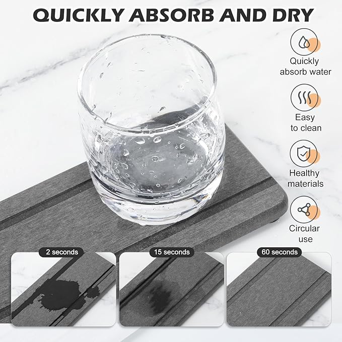 4PCS Stone Drying Trays for Bathroom Sink and Kitchen Counter, Water Absorbing - Image 2