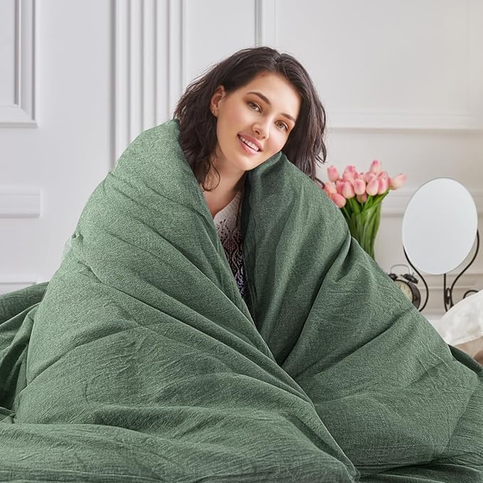 NEXHOME PRO Duvet Cover Full 100% Washed Cotton, Organic Natural Linen Like - Image 7