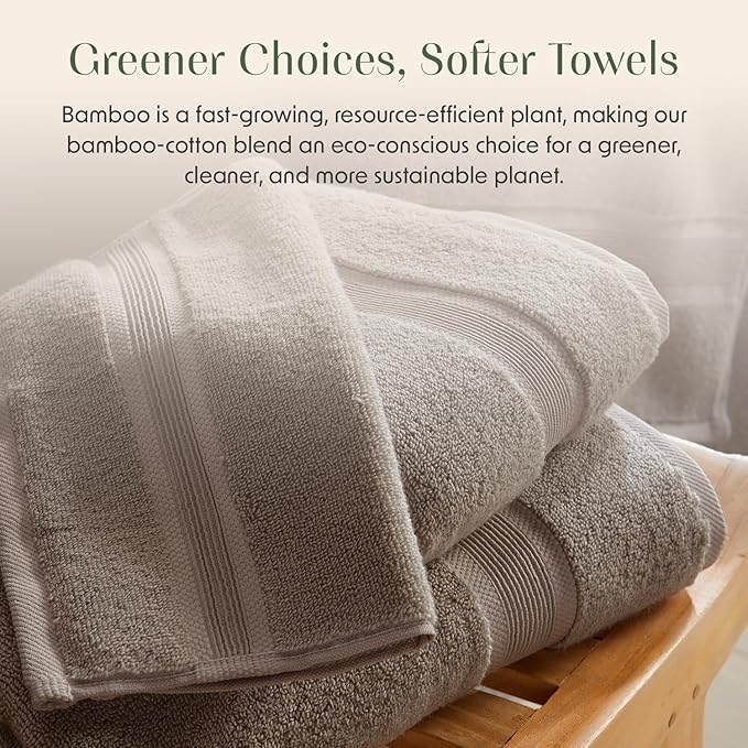 Springtree Home Luxury Bamboo Rayon Bath Towel Set 6 Piece Set | 35% Bamboo - Image 6