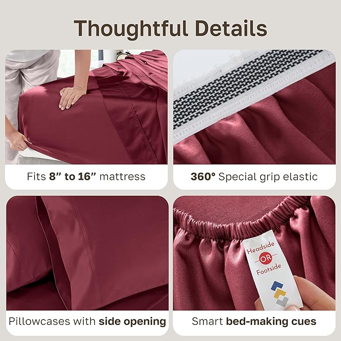 California Design Den Natural 100% Cotton Sheets Queen Size Bed Set Deep Pockets - Image 5