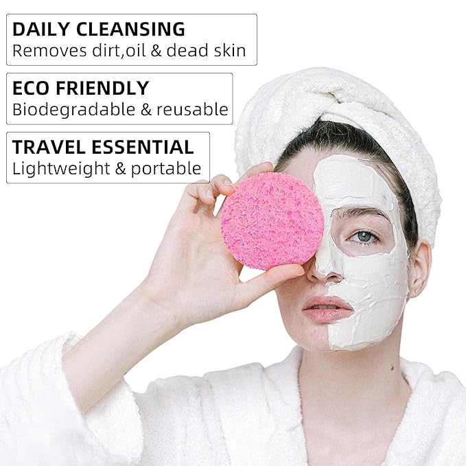 120-Count Compressed Facial Sponges|Kickleen 100% Natural Cellulose Cosmetic - Image 4