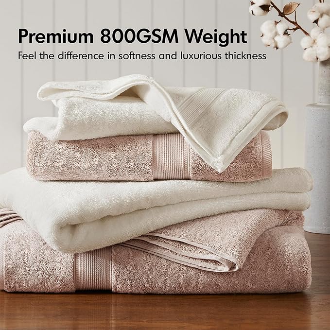 Madison Park 800GSM Bathroom Towel Set of 8 100% Cotton Bath Towel Set - Image 2
